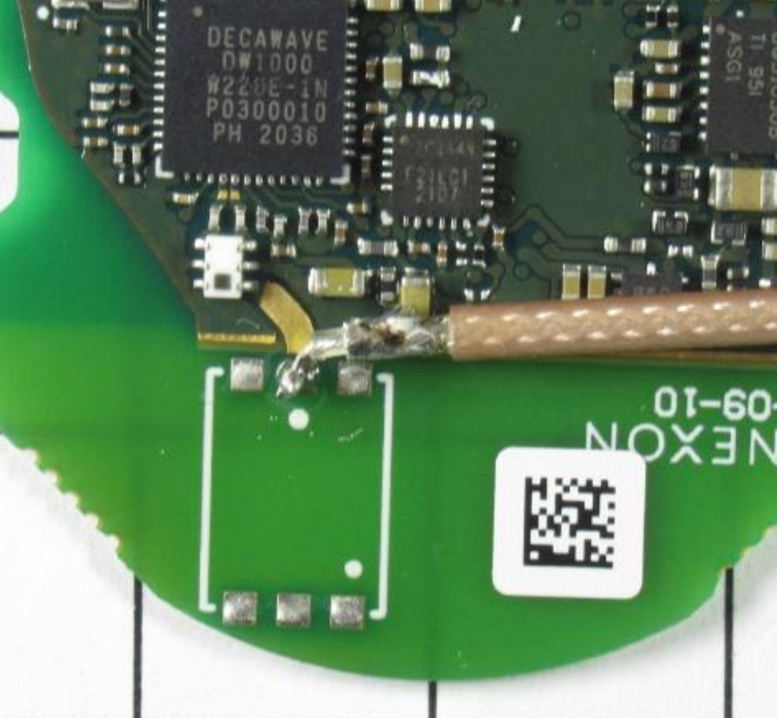DecaWave DW1000 UWB transceiver silkscreen on the Al Rihla board