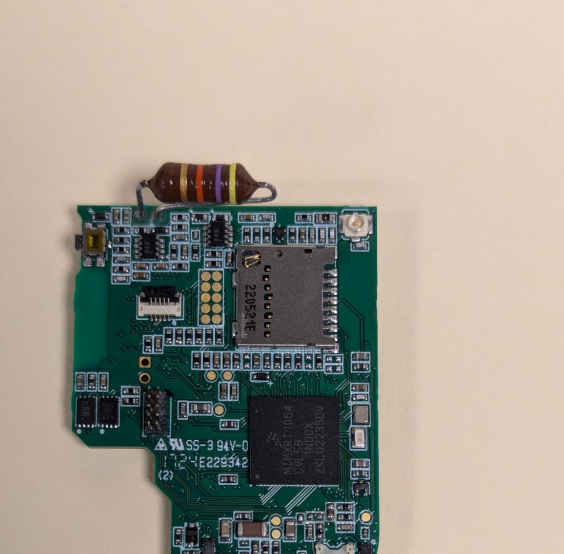 STATSports APX400 main board underside showing the microSD socket and radio front end